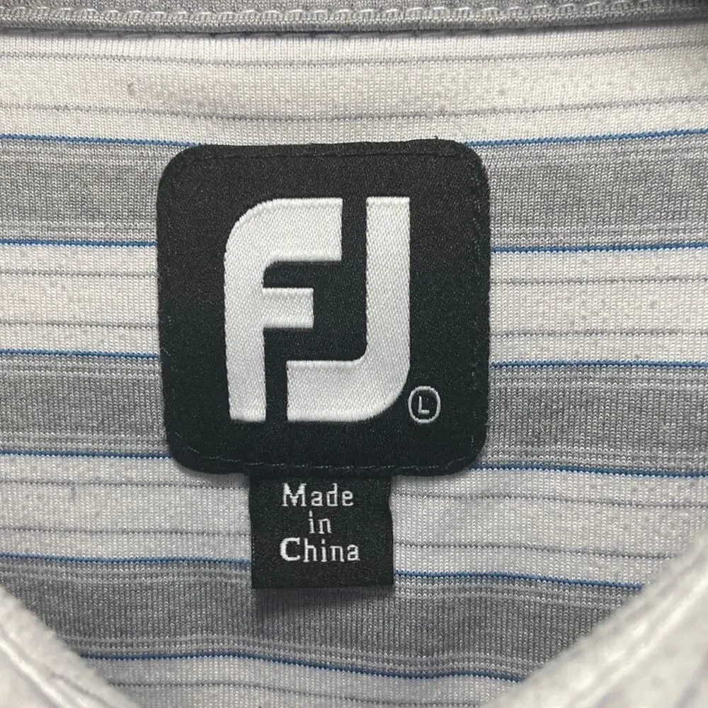 FootJoy FJ Men Gray and White Striped Lightweight Golf Shirt Size XL